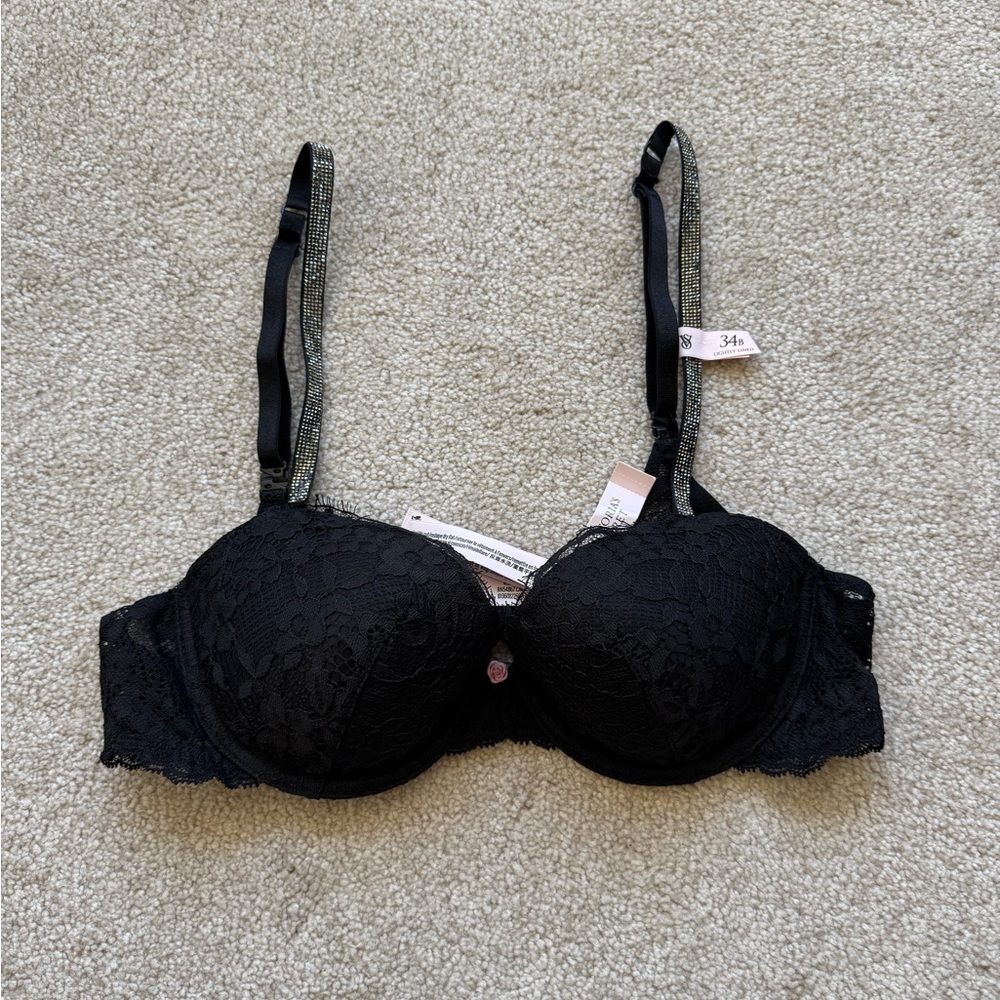 Victoria's Secret lace rhinestone strap bra NWT